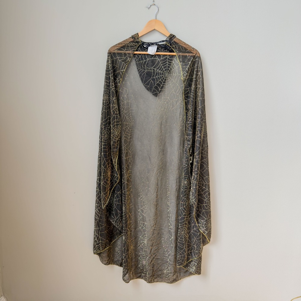 Halloween Spider Web Mesh Costume Cape Witchy Gothic Spooky Festive Fall OS